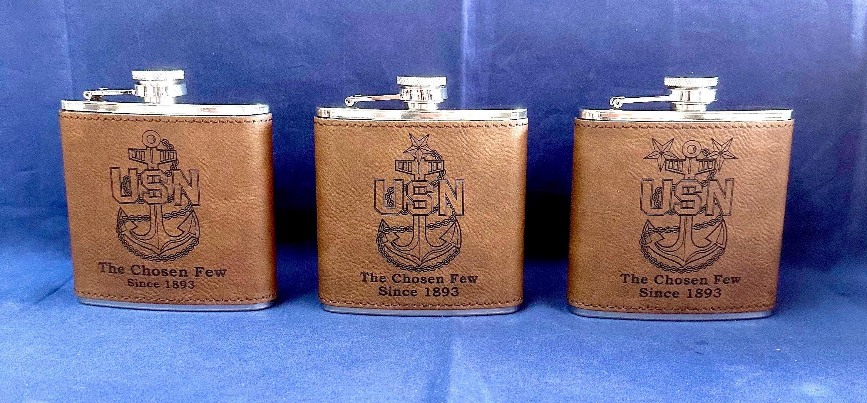 Chief Senior Chief Master Chief 6oz Leatherette Flask.