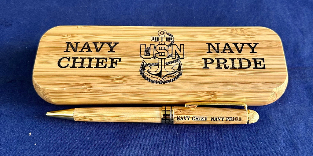 Chief/Senior Chief/Master Chief Bamboo Pen and Holder