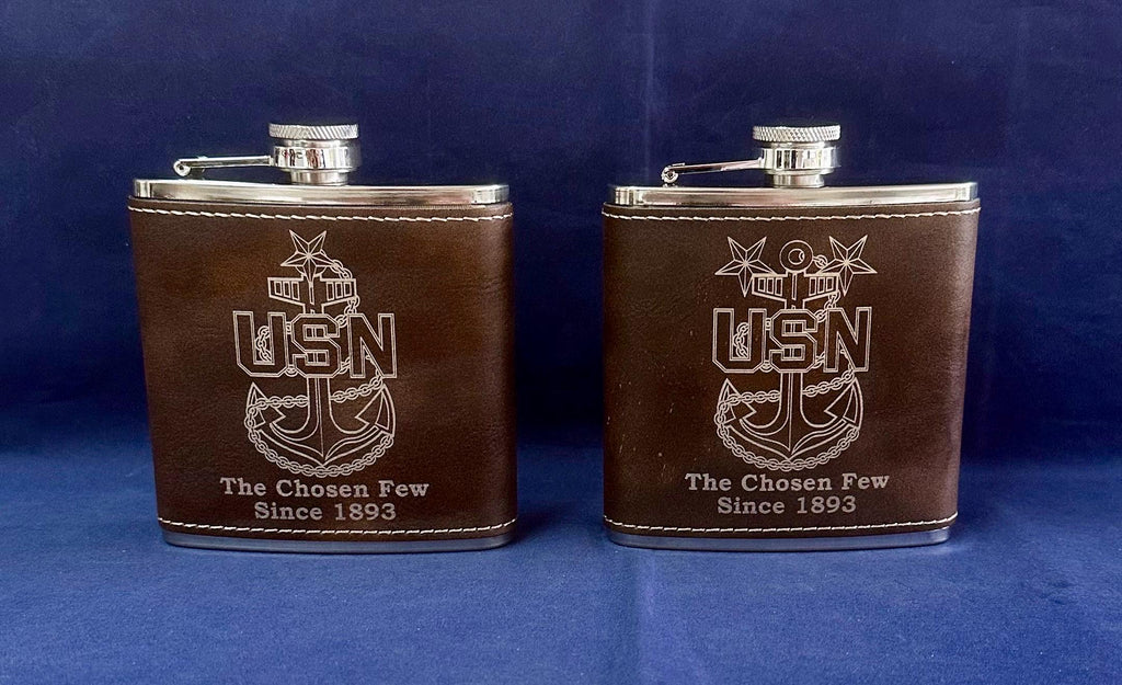 Chief Senior Chief Master Chief 6oz Leatherette Flask.