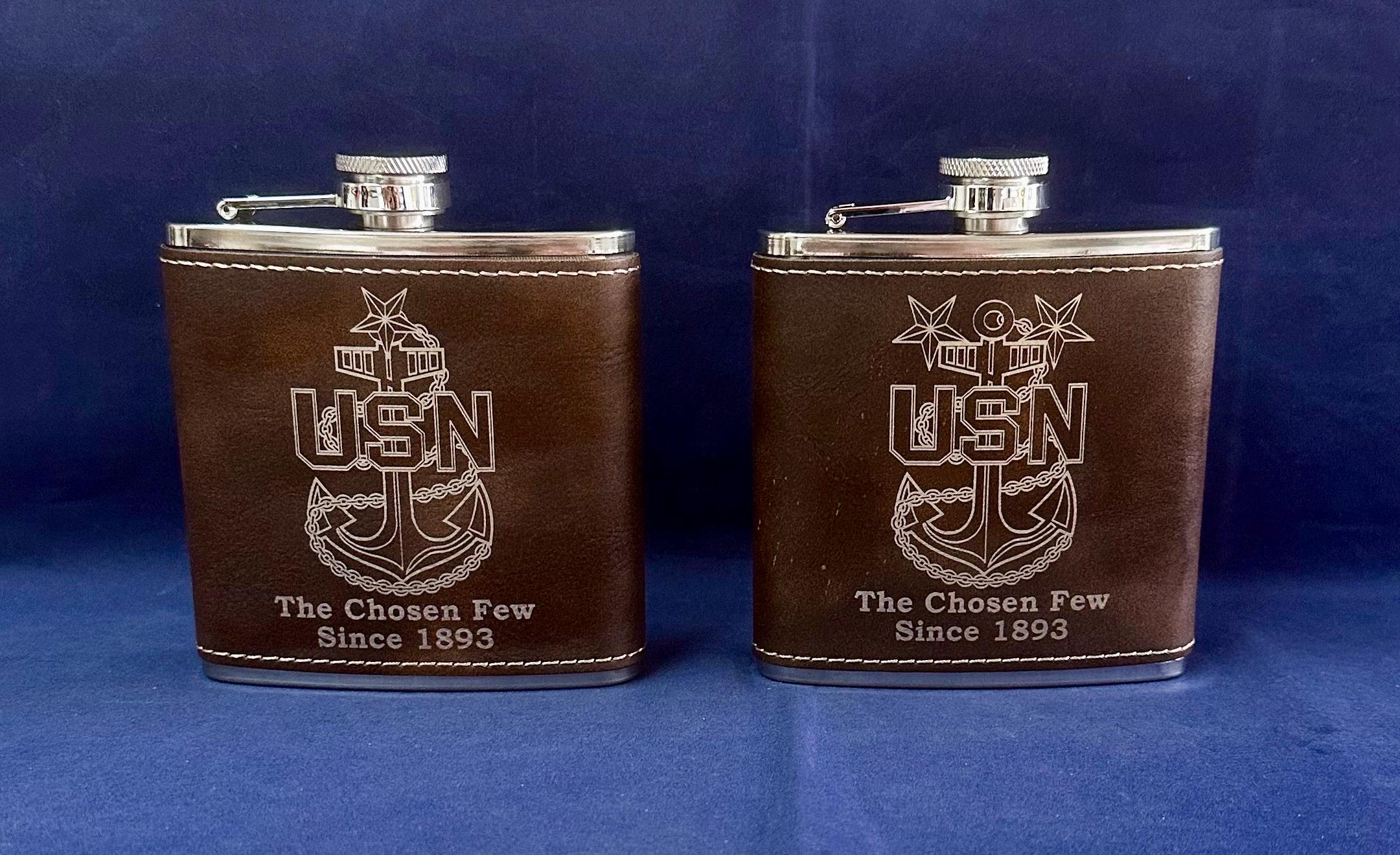 Chief Senior Chief Master Chief 6oz Leatherette Flask.