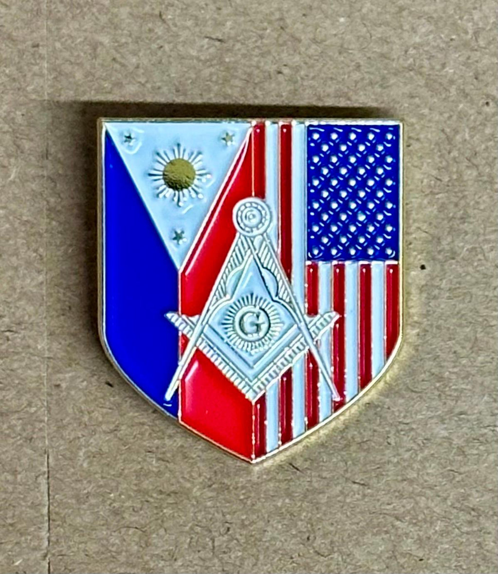 Philippines/US Flag & KUYANG Masonic Lapel Pin