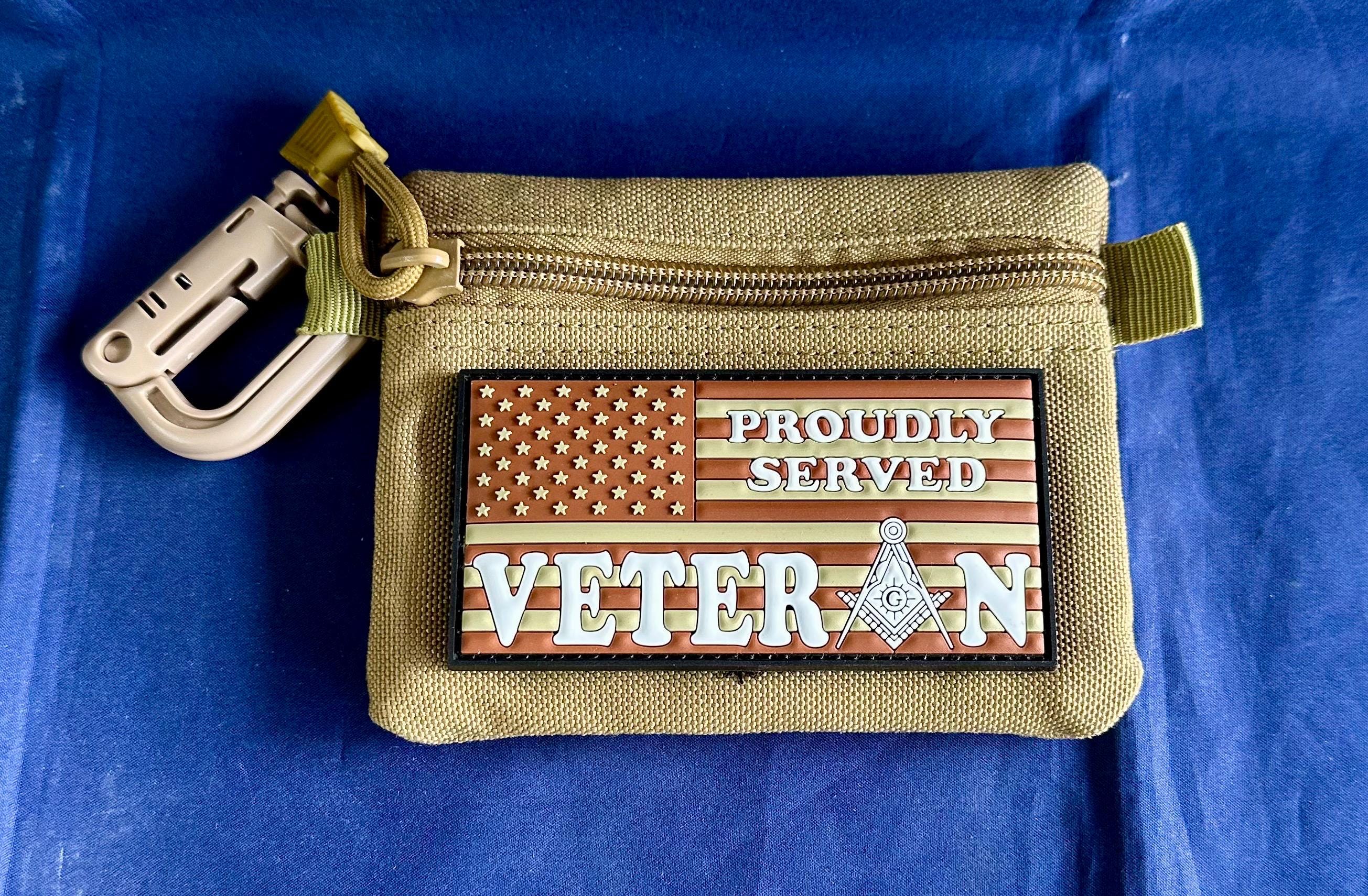 Patriotic Masonic Veteran  PVC Patch. Free Shipping.