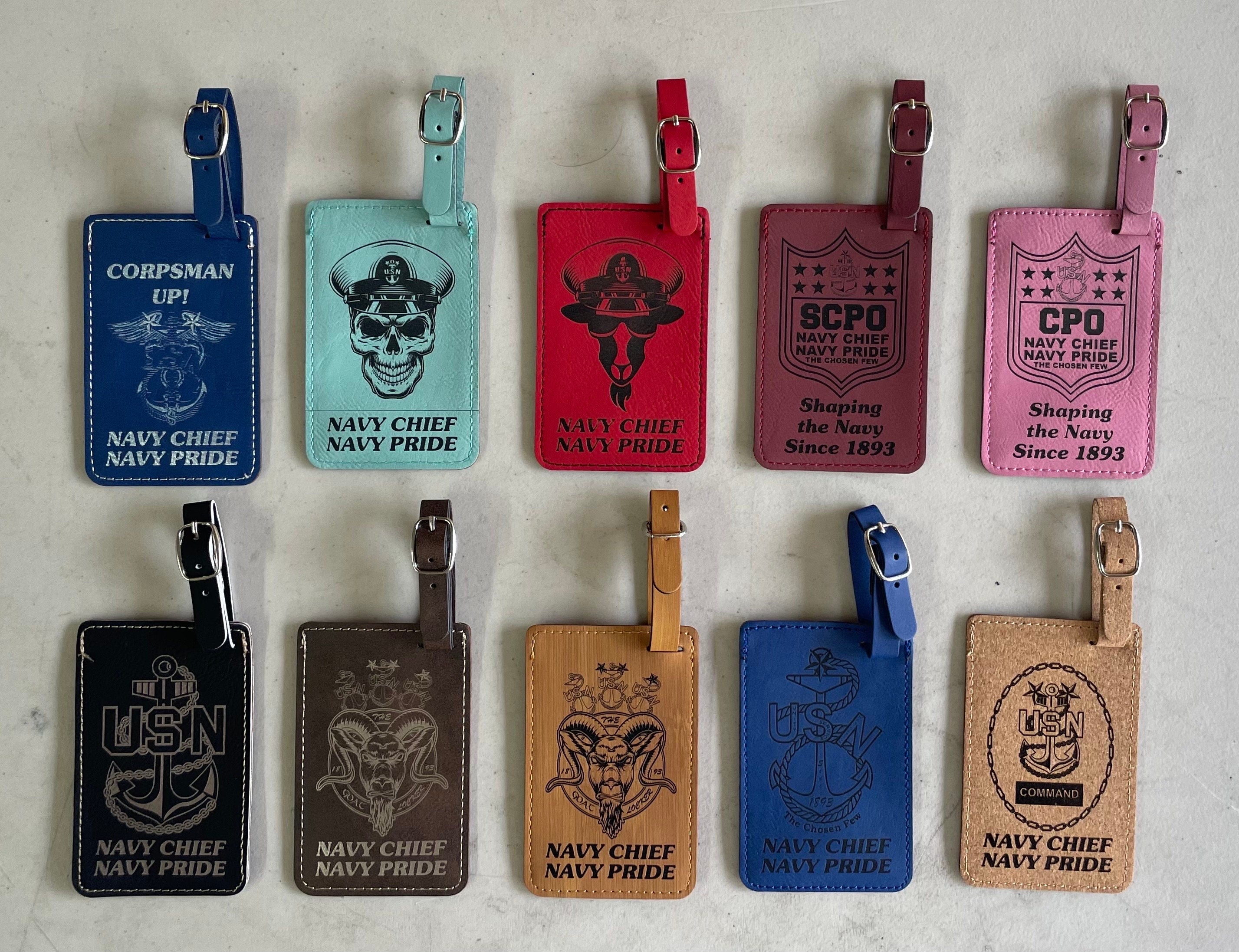 Misc Designs Chief/Senior Chief/Master Chief Leatherette Luggage Tag. FREE SHIPPING