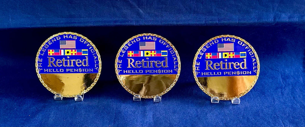 Personalized Retired Coin for U.S. Navy CPO, SCPO, MCPO, All Hands, Officer, Mustang. Please message us the name & date, other information.