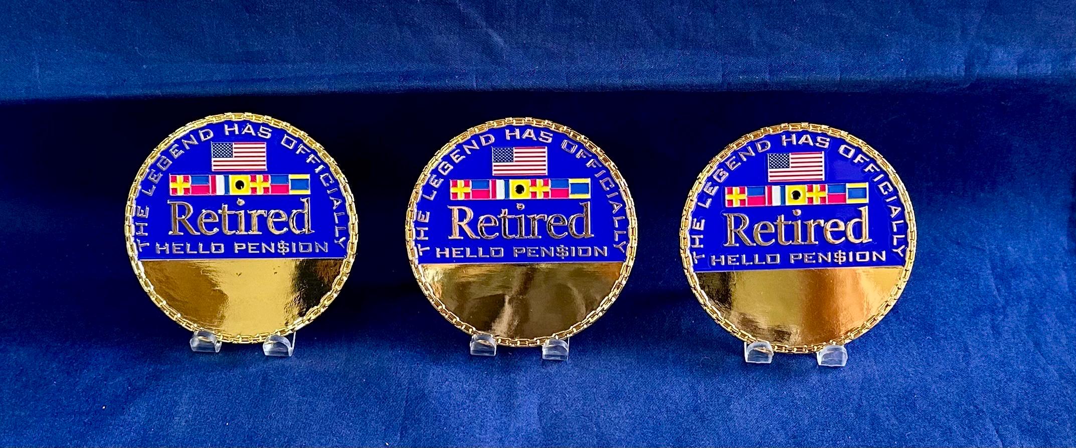 Personalized Retired Coin for U.S. Navy CPO, SCPO, MCPO, All Hands, Officer, Mustang. Please message us the name & date, other information.