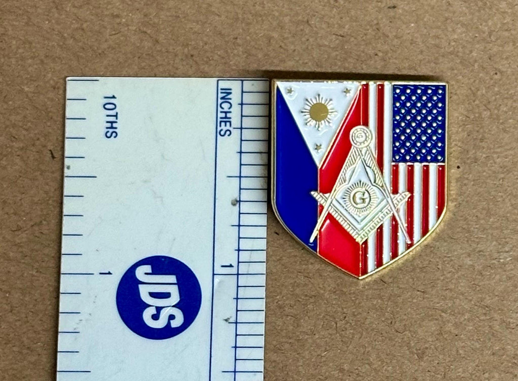 Philippines/US Flag & KUYANG Masonic Lapel Pin