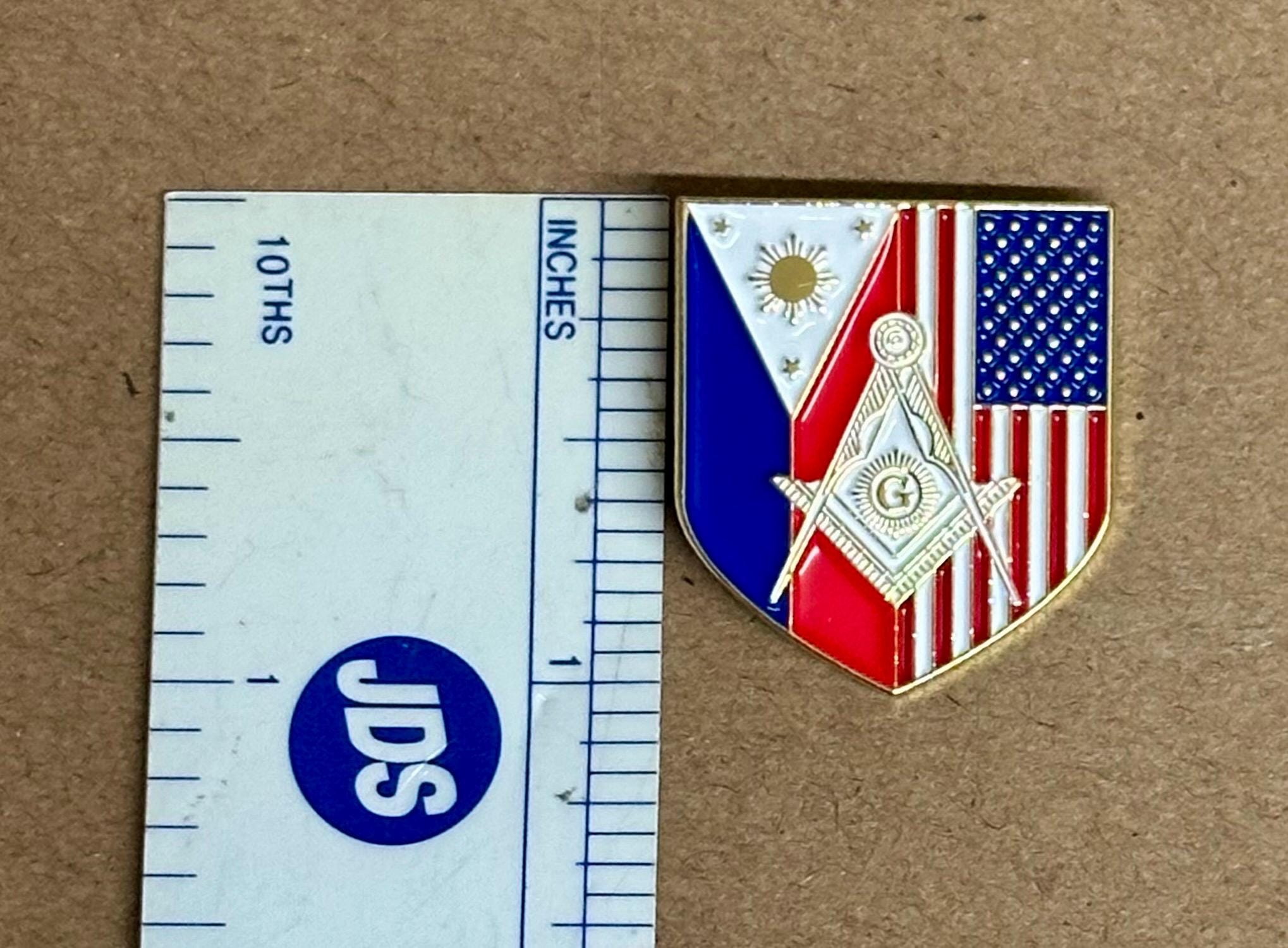Philippines/US Flag & KUYANG Masonic Lapel Pin
