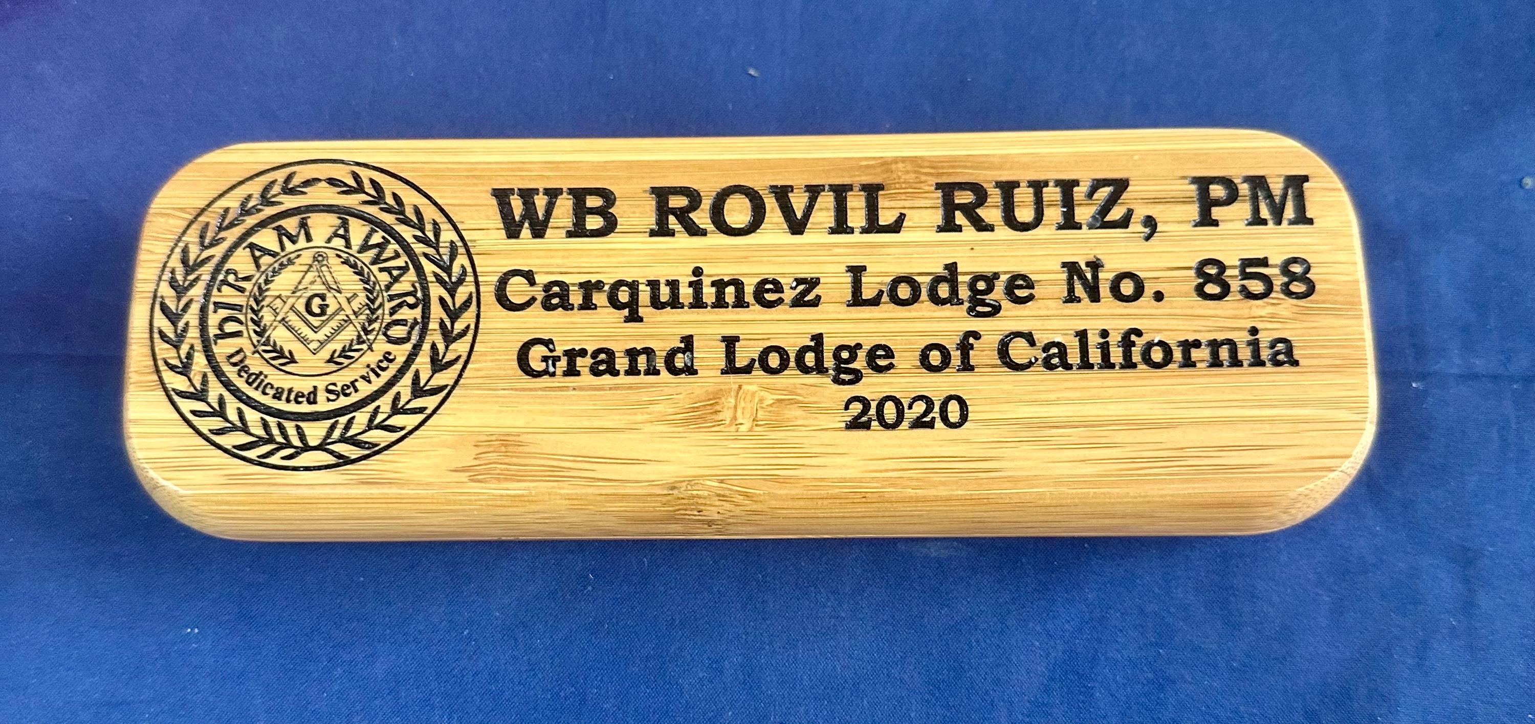 Personalized Bamboo Pen and Holder for Hiram Awardee. Message us the name & lodge.