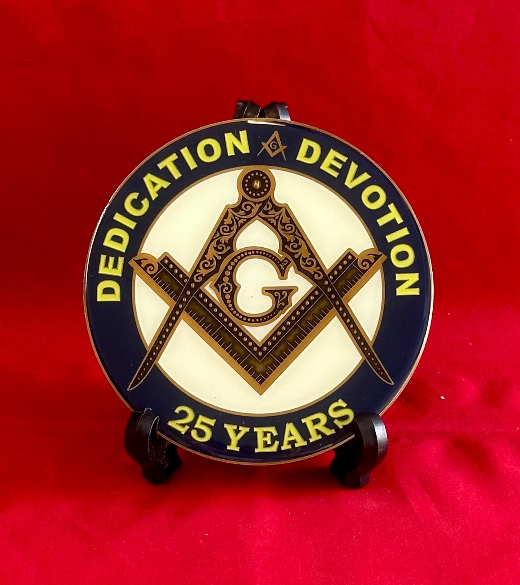 Customize Desk Display Masonic Plate. MM/PM/HA/25 Yrs