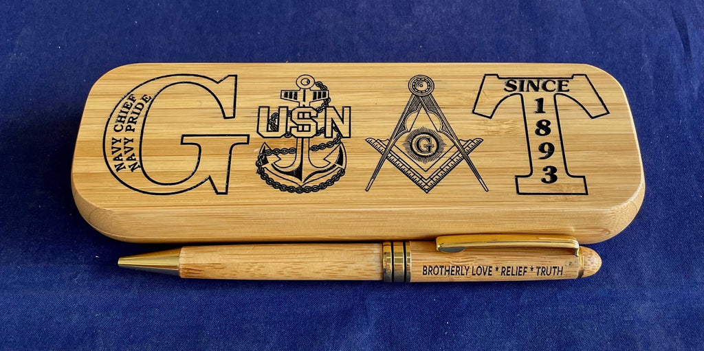 GOAT Masonic Chief/Senior Chief/Master Chief Bamboo Pen and Holder