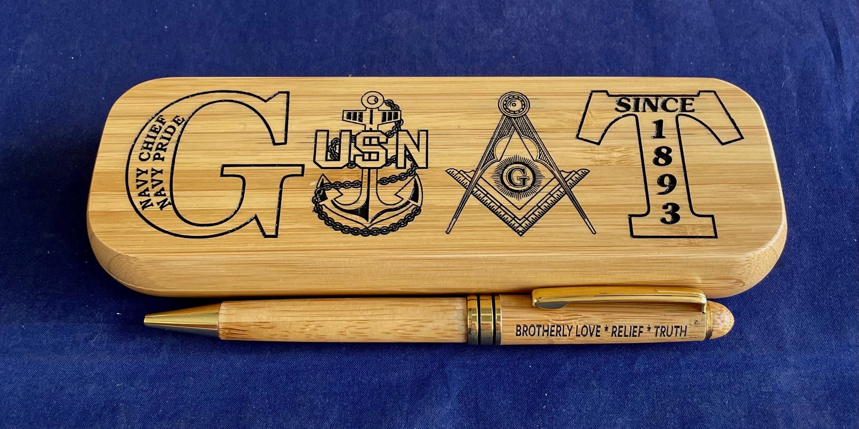 GOAT Masonic Chief/Senior Chief/Master Chief Bamboo Pen and Holder