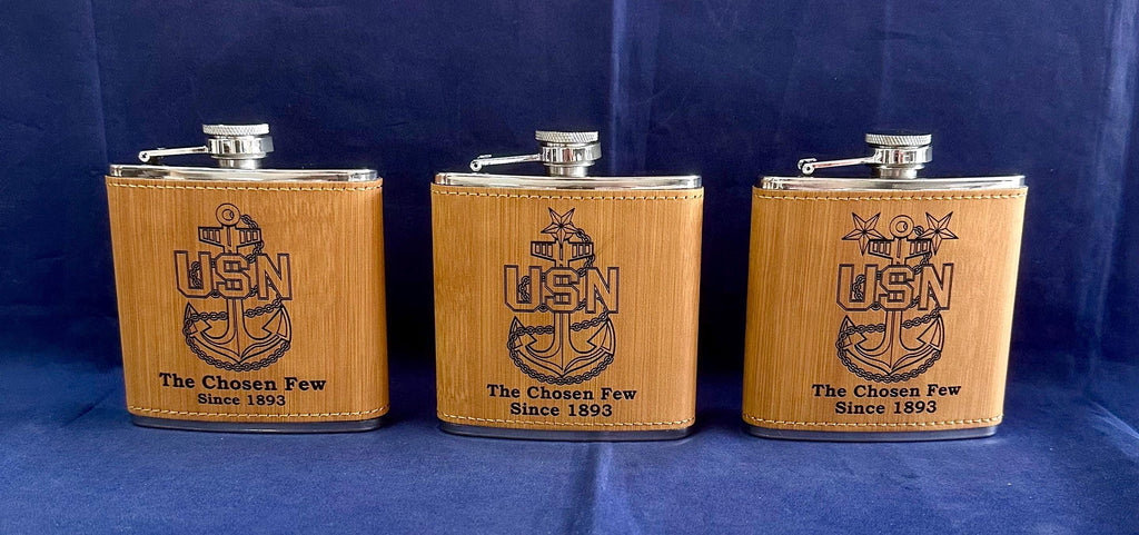 Chief Senior Chief Master Chief 6oz Leatherette Flask.