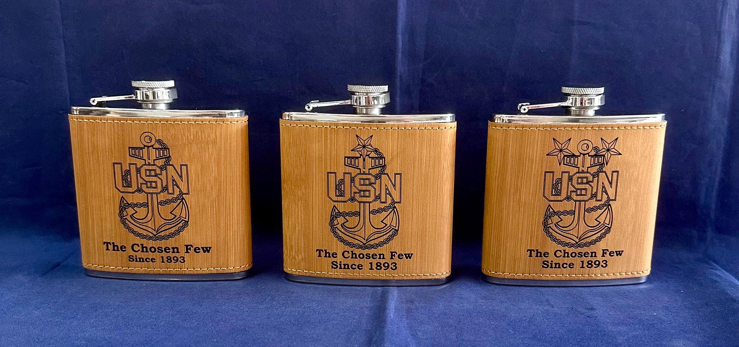 Chief Senior Chief Master Chief 6oz Leatherette Flask.