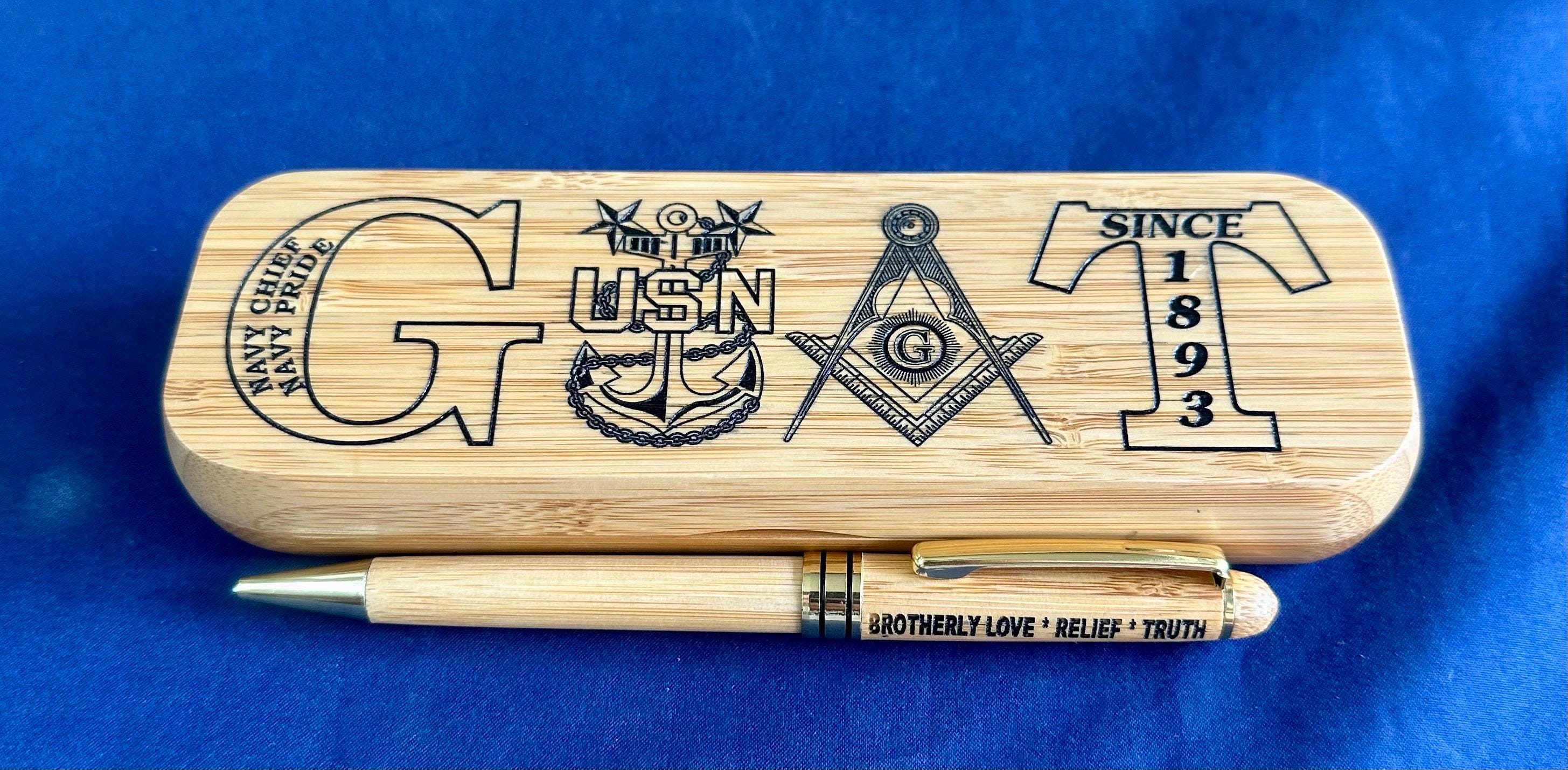 GOAT Masonic Chief/Senior Chief/Master Chief Bamboo Pen and Holder
