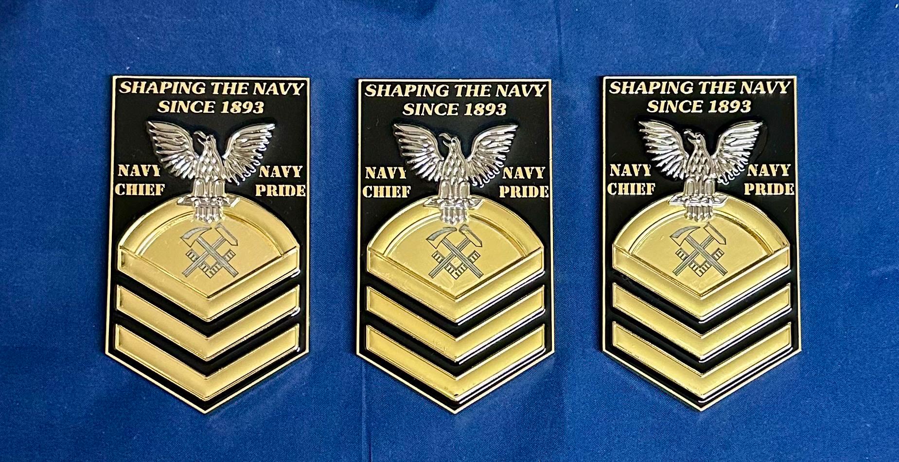 Personalized Chevron Coin for U.S. Navy CPO SCPO MCPO Message us the name & rate.