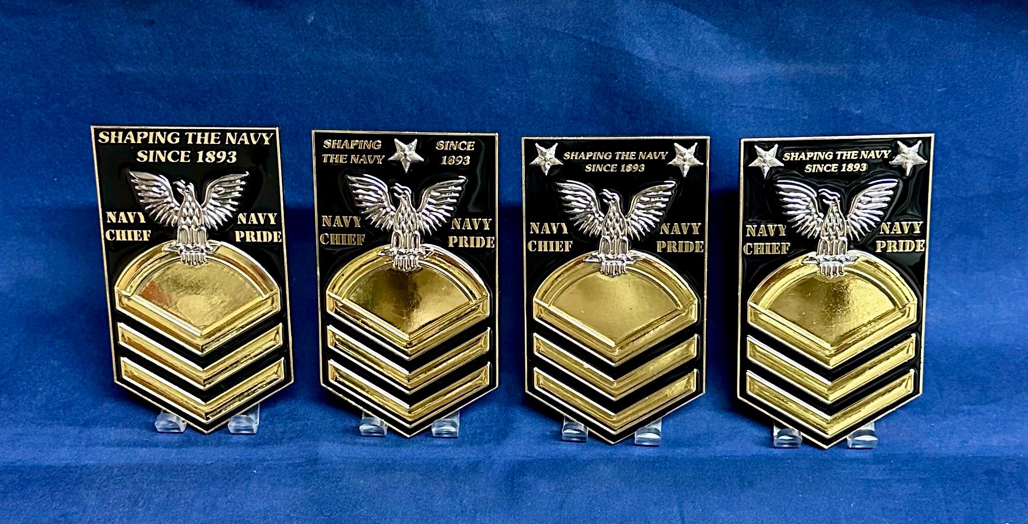 Personalized Chevron Coin for U.S. Navy CPO SCPO MCPO Message us the name & rate.