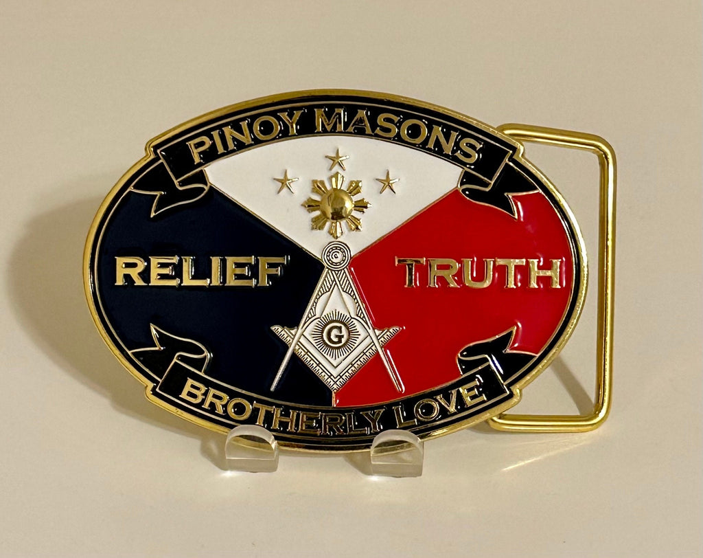 3.25” Wide Belt Buckle Pinoy Masons. Free Shipping.