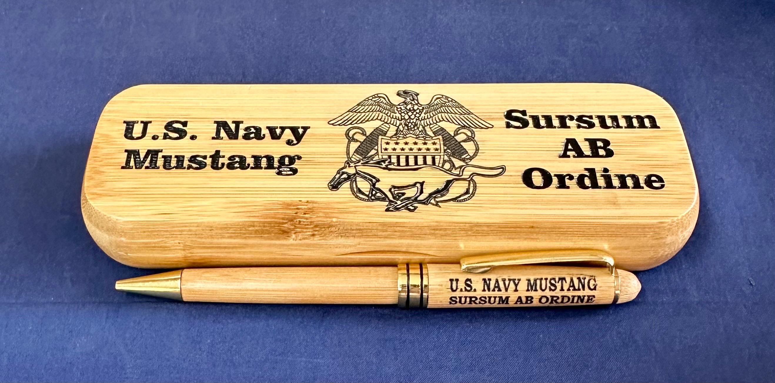 U.S. Navy Mustang Bamboo Pen and Holder