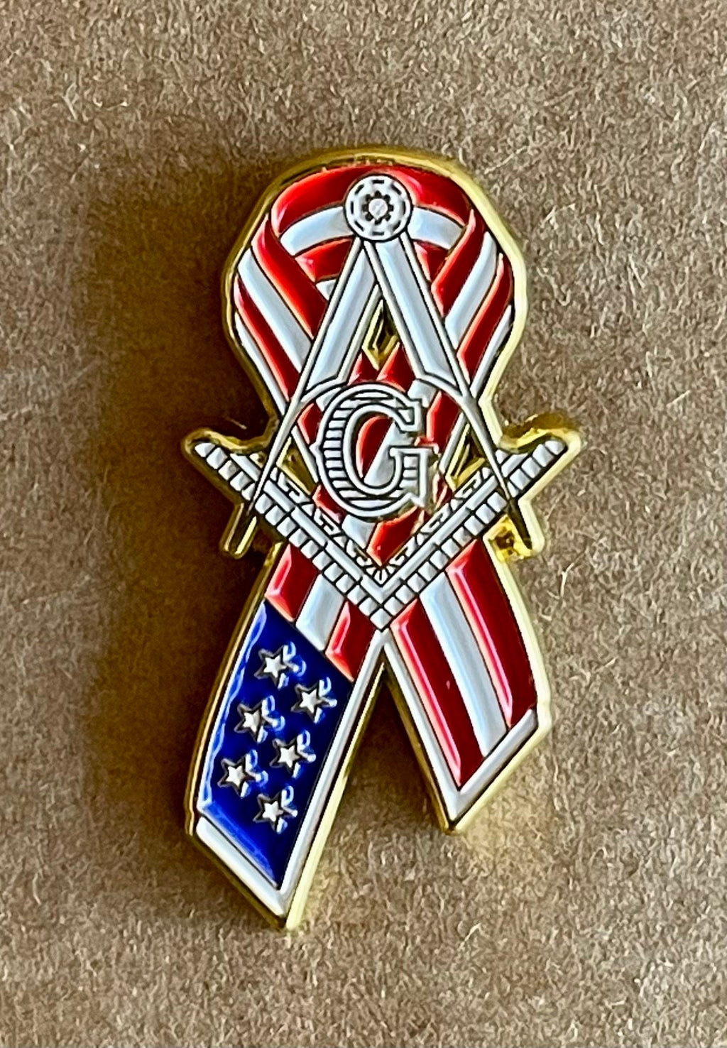 1.25” Patriotic Masonic Ribbon/USA/Proud2B1  Lapel Pin***Free Shipping***