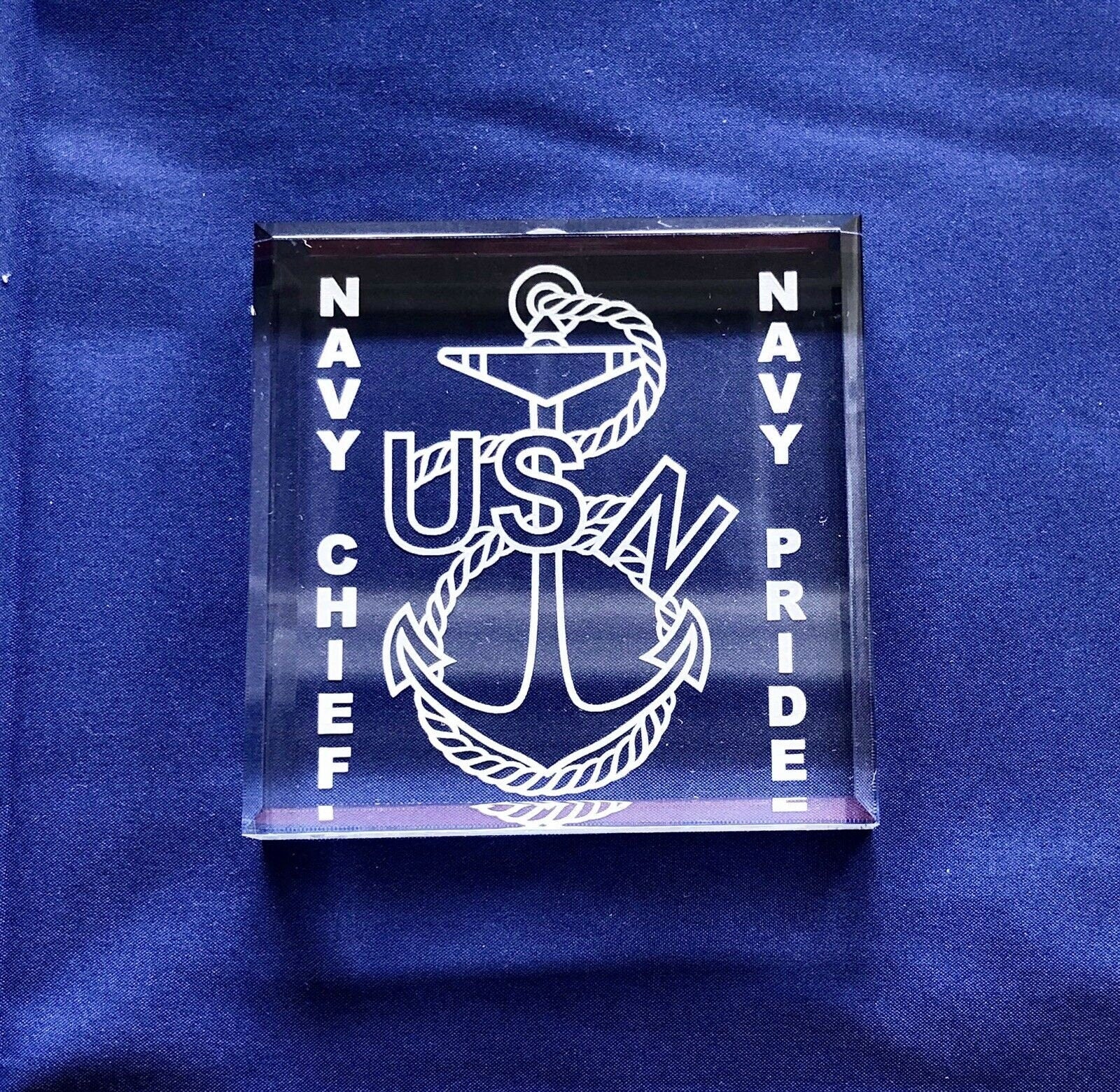 U.S. Navy Chief Heritage Anchor Acrylic Paperweight ***FREE SHIPPING***