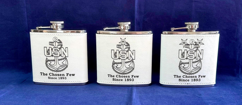 Chief Senior Chief Master Chief 6oz Leatherette Flask.