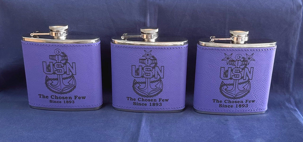 Chief Senior Chief Master Chief 6oz Leatherette Flask.