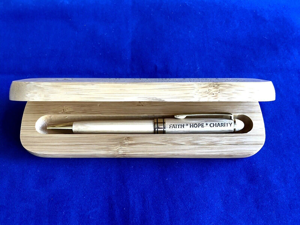 Masonic Trowel Bamboo Pen and Pen Holder