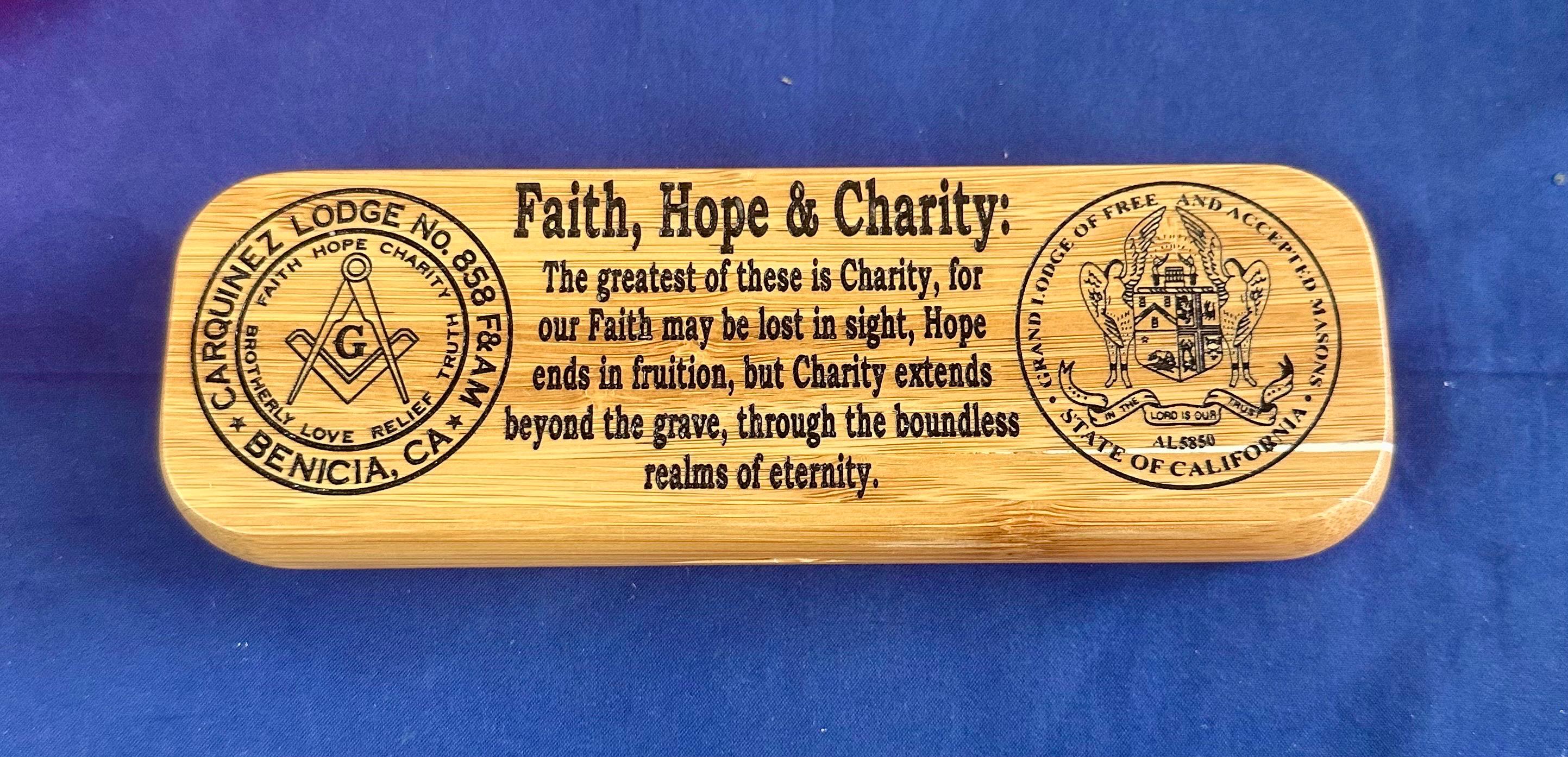 Personalized Bamboo Pen and Holder for Hiram Awardee. Message us the name & lodge.