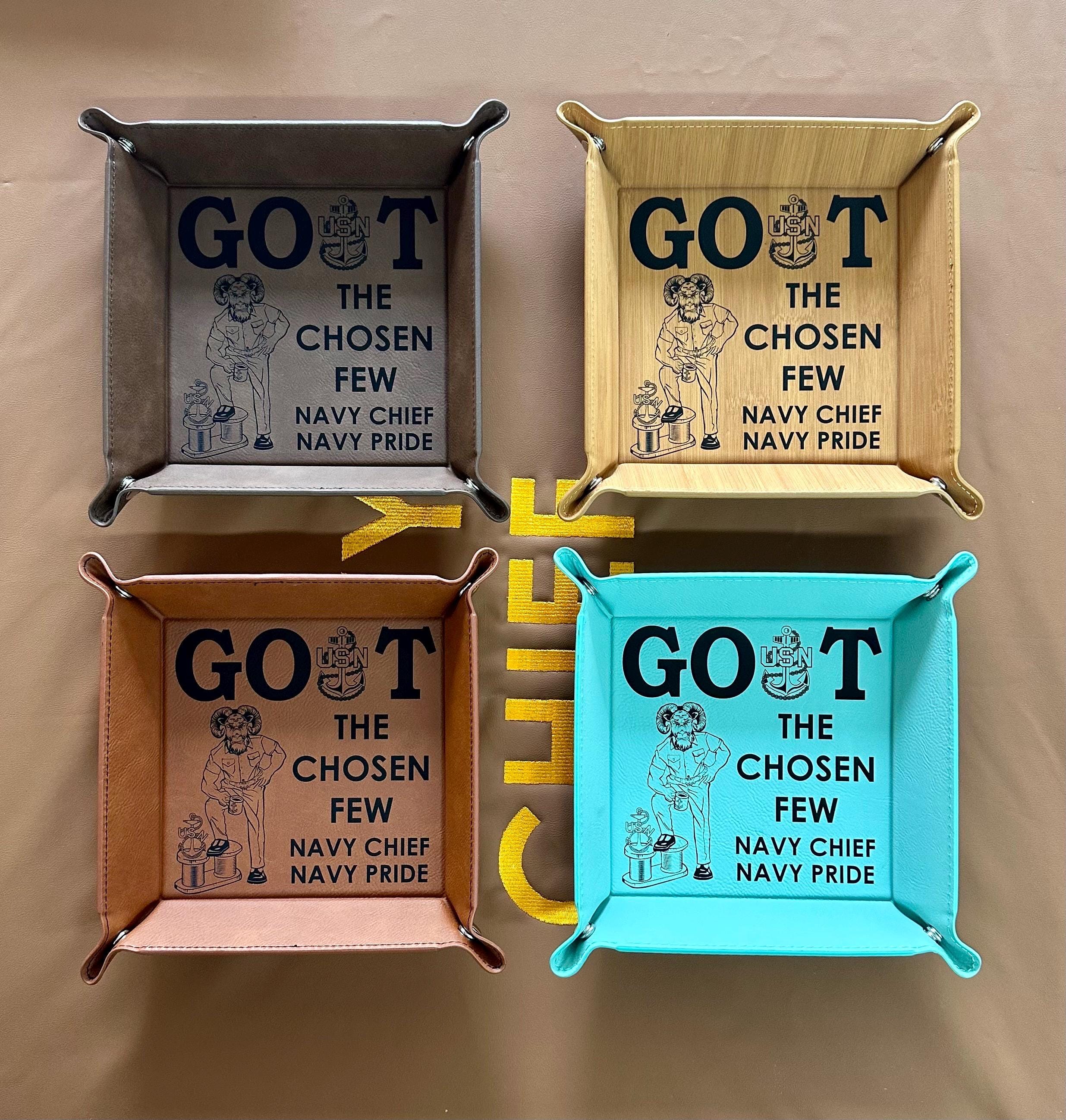 GOAT Chiefs 6”x6” Leatherette Snap Up Tray. Free Shipping