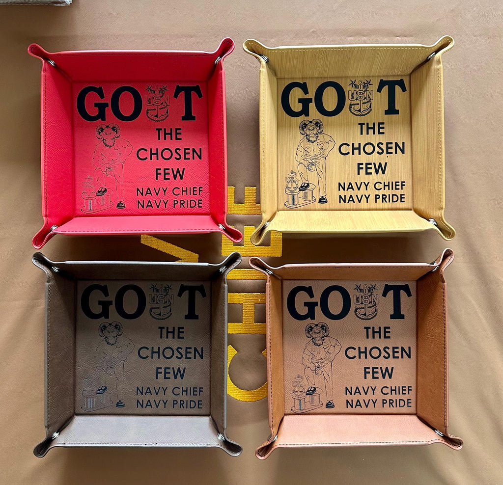 GOAT Chiefs 6”x6” Leatherette Snap Up Tray. Free Shipping