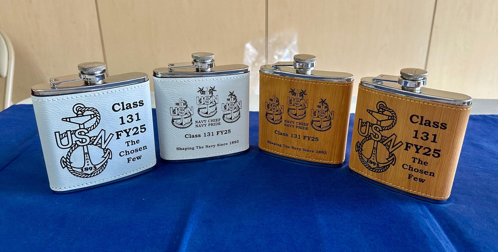 CPO Class 131-FY25 6oz Leatherette Flask. Free Shipping.