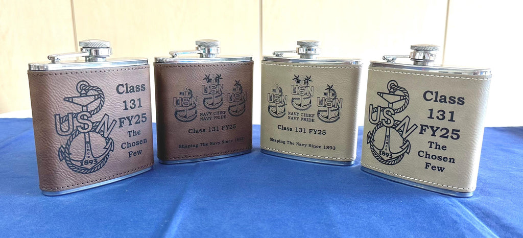 CPO Class 131-FY25 6oz Leatherette Flask. Free Shipping.
