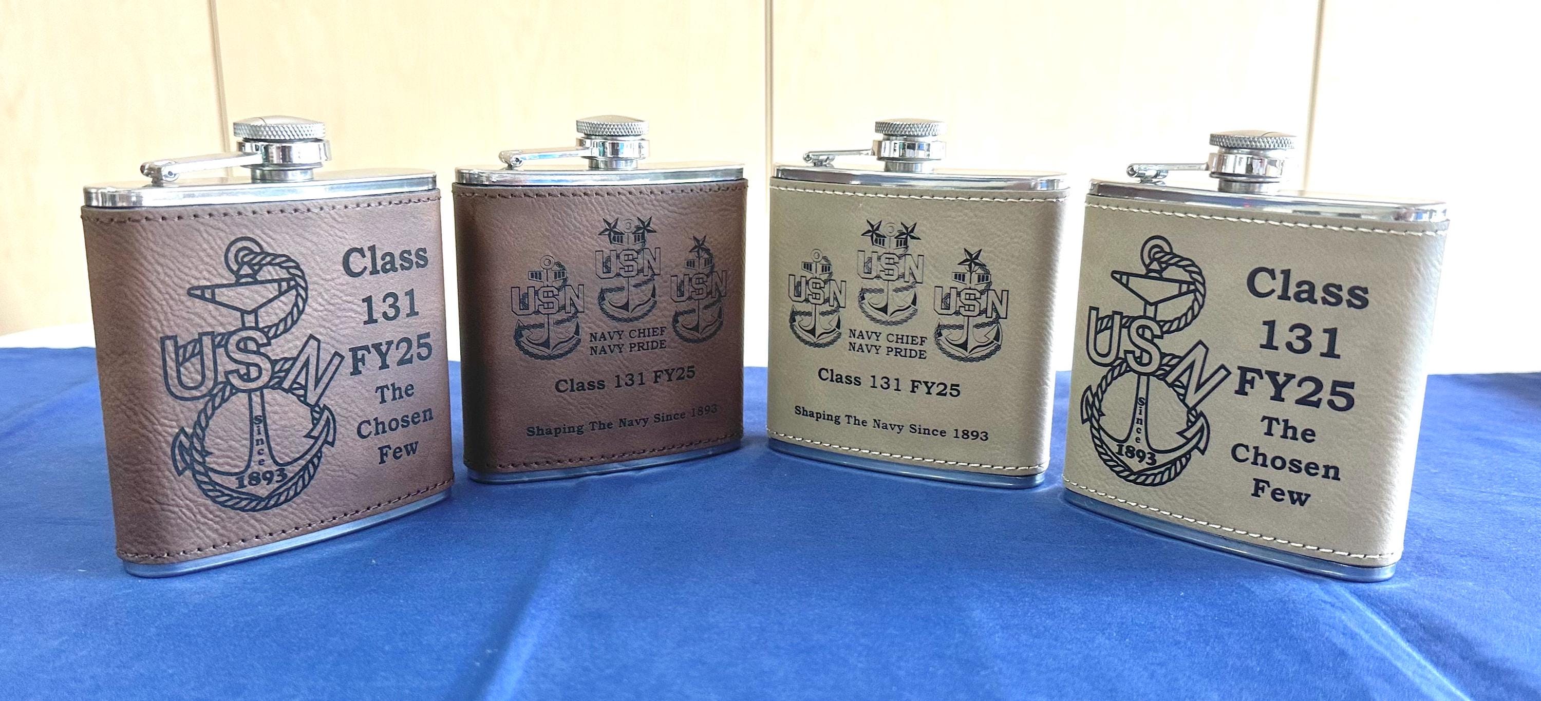 CPO Class 131-FY25 6oz Leatherette Flask. Free Shipping.