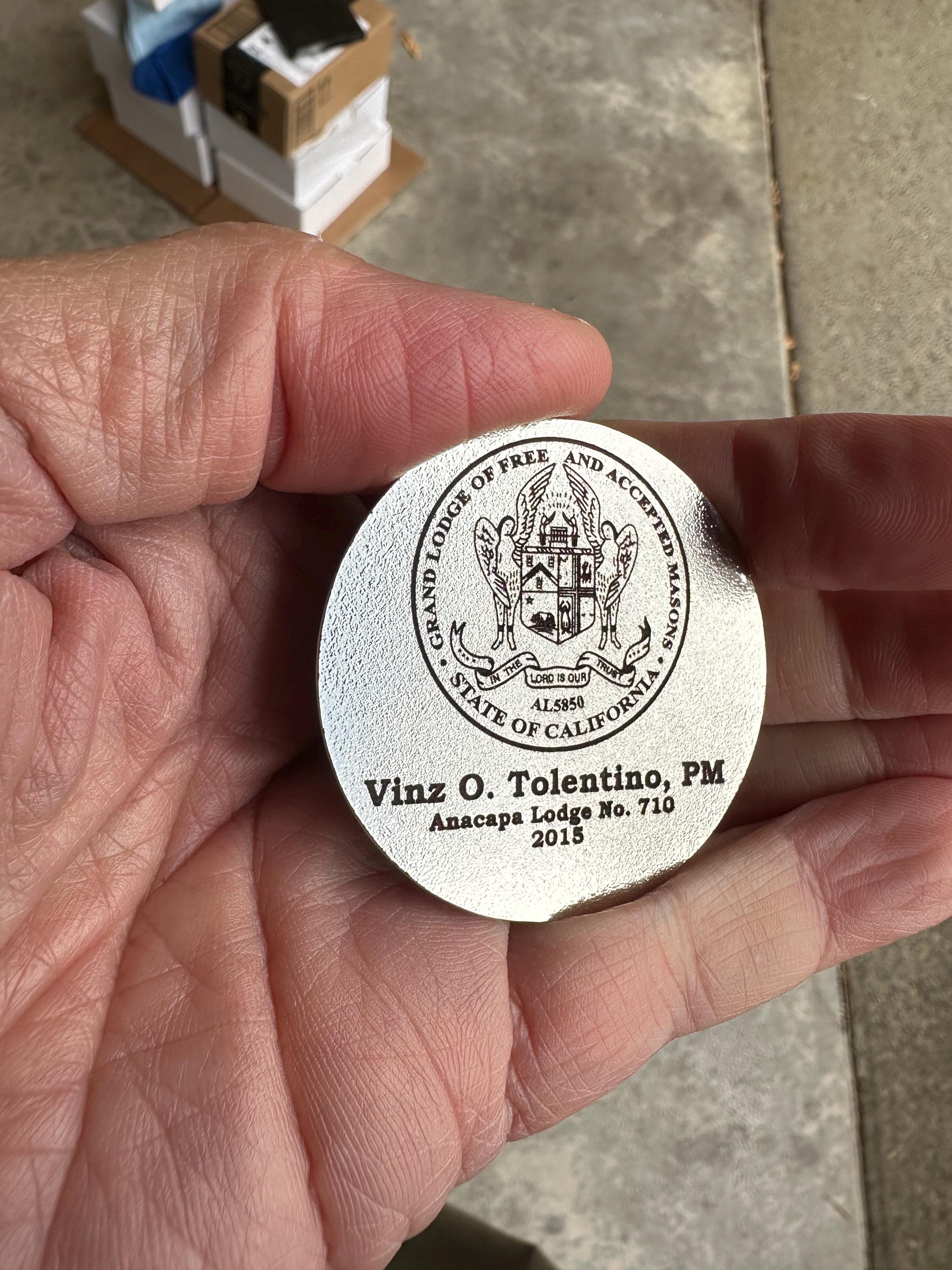 Customize Hiram Award Masonic Coin.