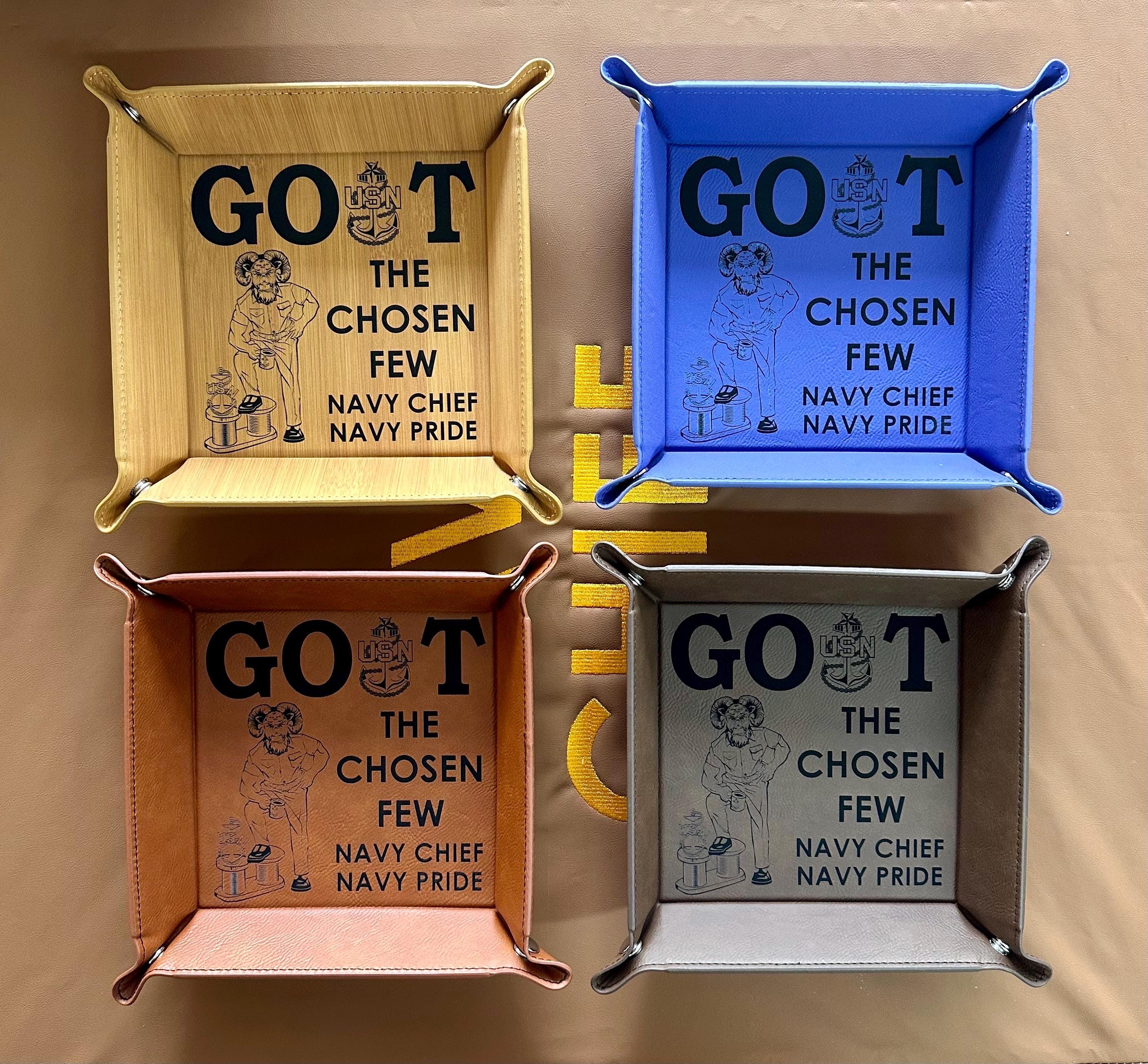 GOAT Chiefs 6”x6” Leatherette Snap Up Tray. Free Shipping