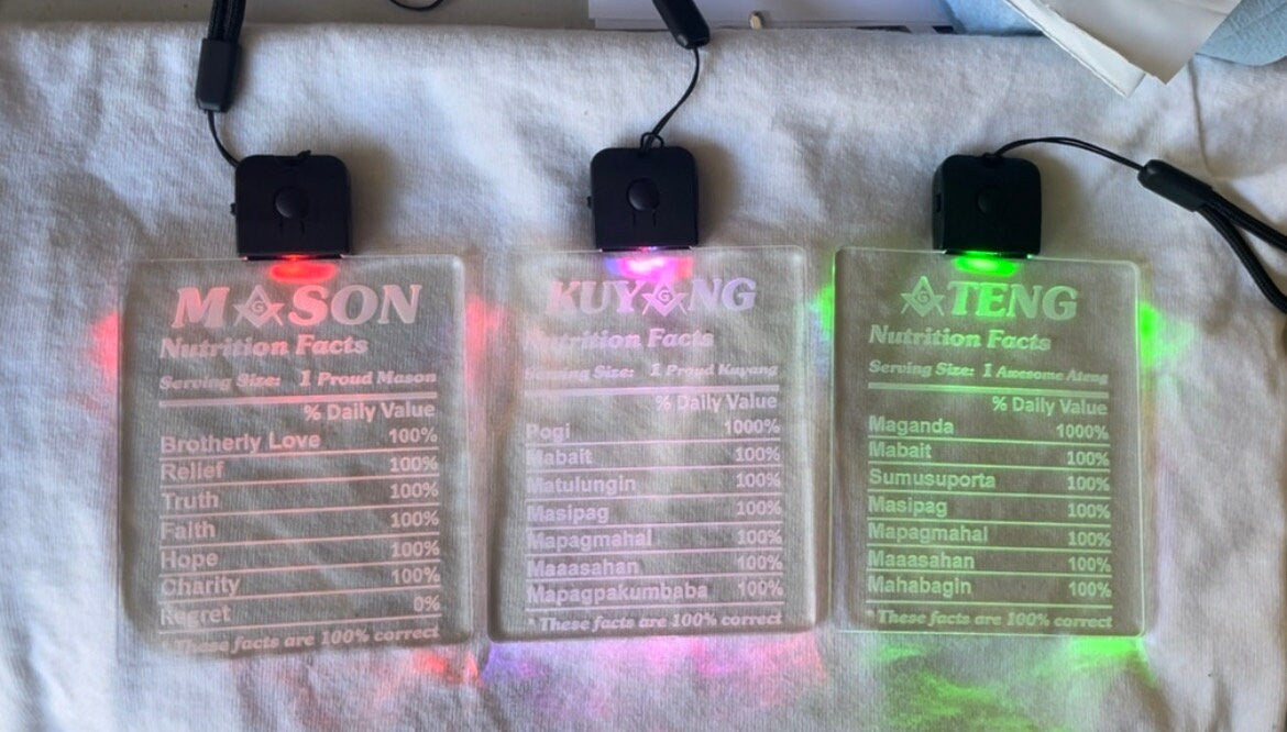 Class 130/FY24 Rechargeable LED Color Changing Acrylic Badge with Lanyard