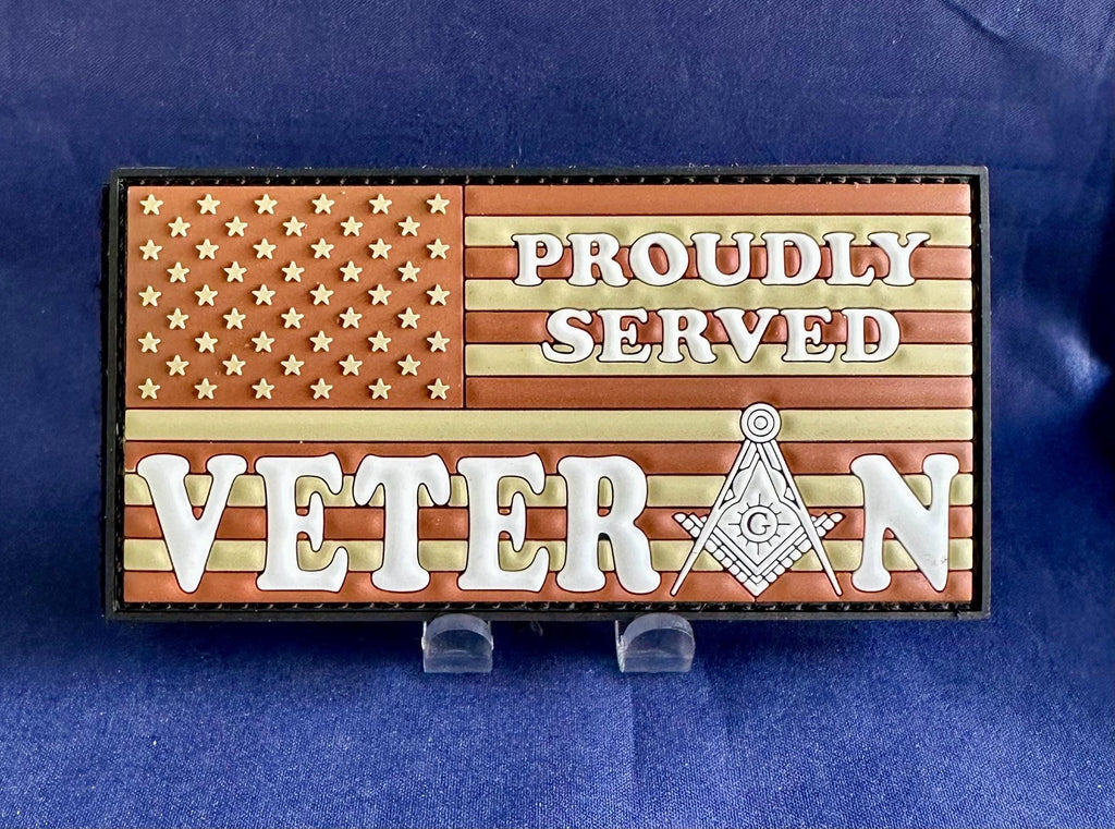 Patriotic Masonic Veteran  PVC Patch. Free Shipping.