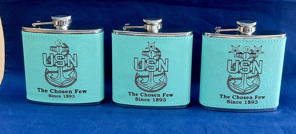 Chief Senior Chief Master Chief 6oz Leatherette Flask.