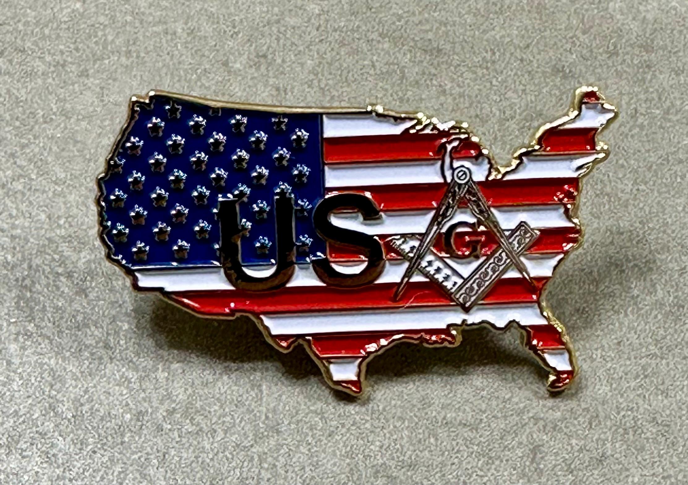 1.25” Patriotic Masonic Ribbon/USA/Proud2B1  Lapel Pin***Free Shipping***