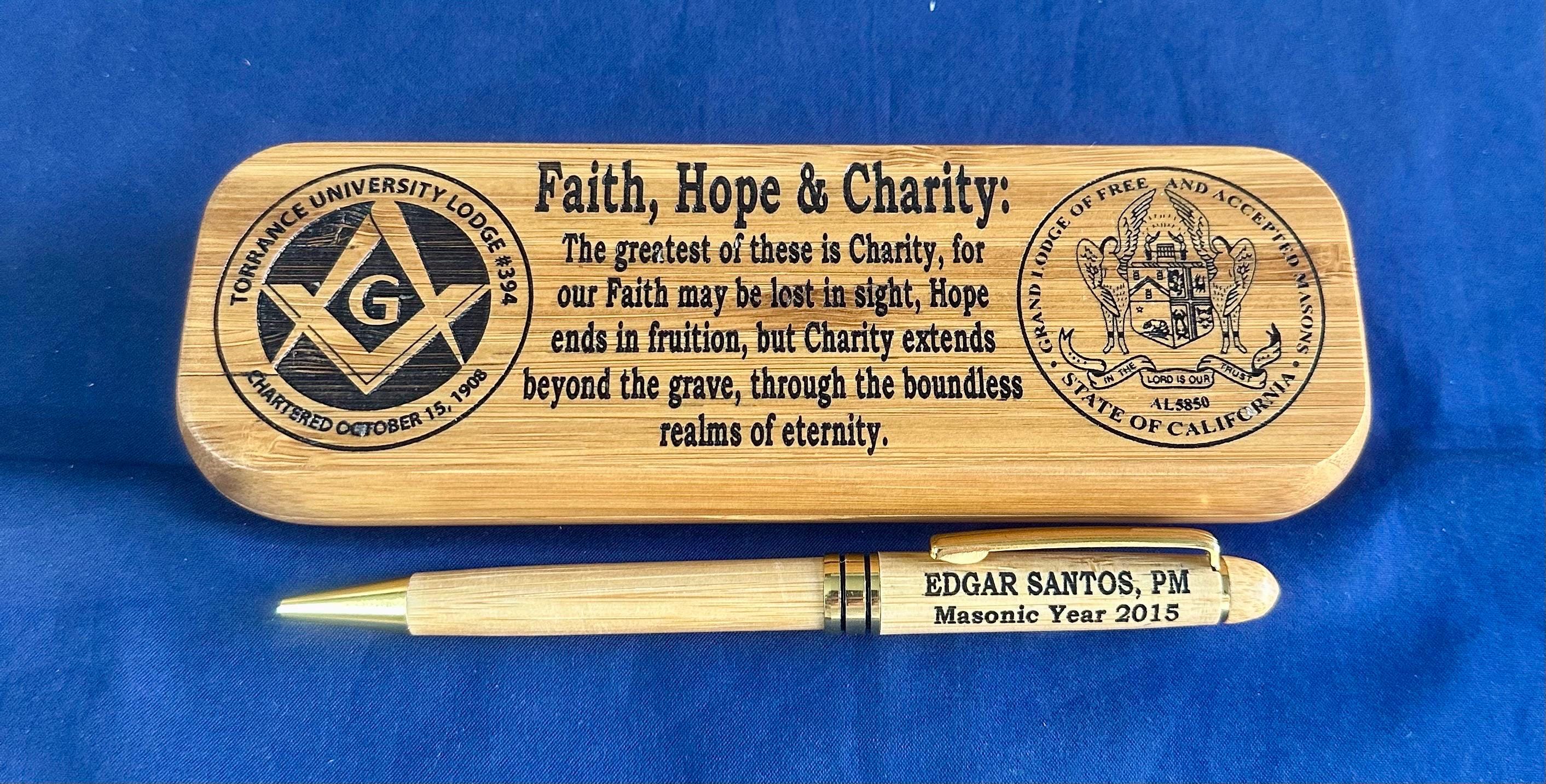 Personalized Bamboo Pen and Holder for Hiram Awardee. Message us the name & lodge.