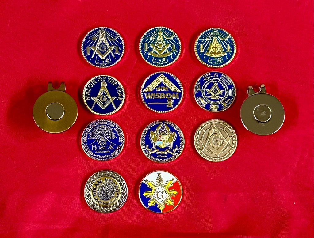Masonic Magnetic Golf Ball Marker With Ball Cap Clip