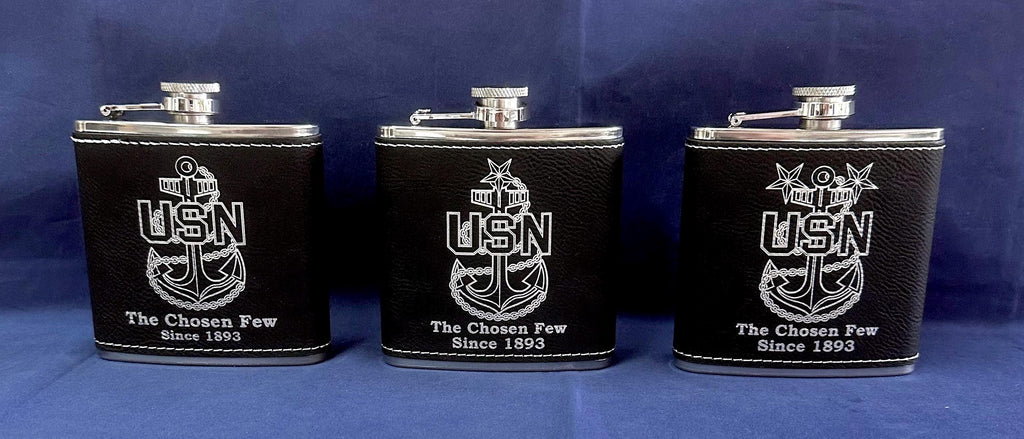 Chief Senior Chief Master Chief 6oz Leatherette Flask.